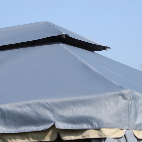 Tonnelle de jardin extérieur 4 x 3 m barnum double toit tente de réception avec parois et moustiquaires gris