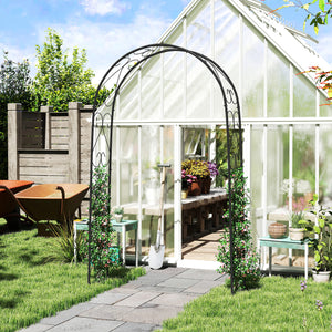 Arche de Jardin Arche à rosiers Style Fer forgé dim. 125L x 37l x 230H cm acier époxy Noir pour plantes grimpantes