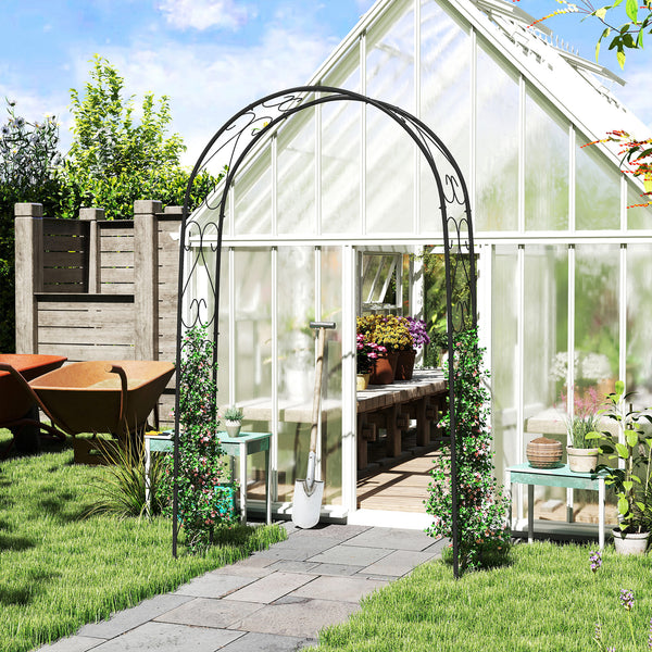 Arche de Jardin Arche à rosiers Style Fer forgé dim. 125L x 37l x 230H cm acier époxy Noir pour plantes grimpantes