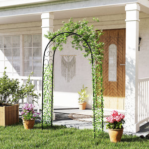 Arche de Jardin Arche à rosiers Style Fer forgé dim. 125L x 37l x 230H cm acier époxy Noir pour plantes grimpantes