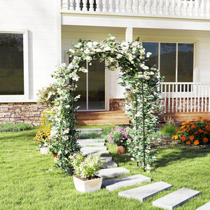 Arche de Jardin Arche à rosiers Style Fer forgé dim. 125L x 37l x 230H cm acier époxy Noir pour plantes grimpantes