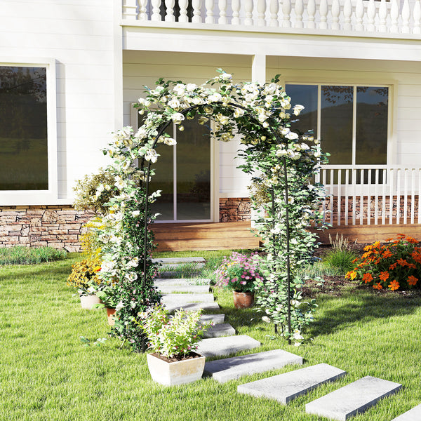 Arche de Jardin Arche à rosiers Style Fer forgé dim. 125L x 37l x 230H cm acier époxy Noir pour plantes grimpantes