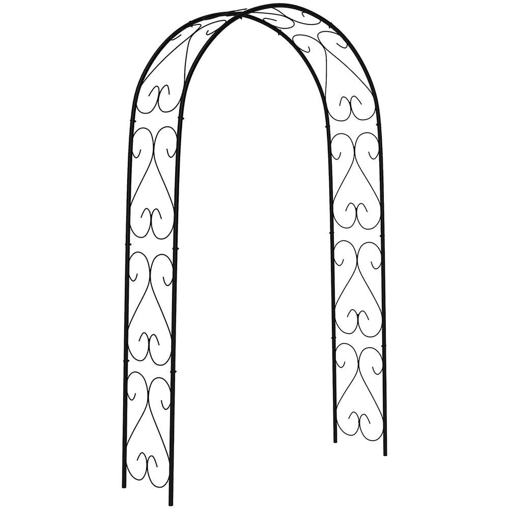 Arche de Jardin Arche à rosiers Style Fer forgé dim. 125L x 37l x 230H cm acier époxy Noir pour plantes grimpantes