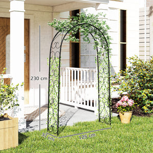 Arche de Jardin Arche à rosiers Style Fer forgé dim. 125L x 37l x 230H cm acier époxy Noir pour plantes grimpantes