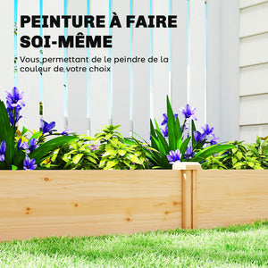 Carré Potager de jardin en Bois massif, Jardinière Surélevé avec séparateur, 235 x 121 x 26 cm, pour Jardin Balcon Terrasse, effet Bois Naturel