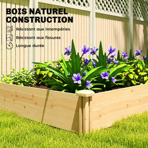 Carré Potager de jardin en Bois massif, Jardinière Surélevé avec séparateur, 235 x 121 x 26 cm, pour Jardin Balcon Terrasse, effet Bois Naturel
