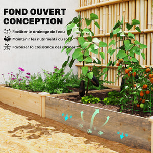 Carré Potager de jardin en Bois massif, Jardinière Surélevé avec séparateur, 235 x 121 x 26 cm, pour Jardin Balcon Terrasse, effet Bois Naturel