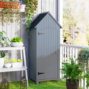 Abri de jardin en bois cabane de jardin exterieur armoire de jardin avec toit bitumé 3 étagères porte avec loquet rangement et stockage extérieurs pour terrasse 77,5 x 54,2 x 179,5 cm gris