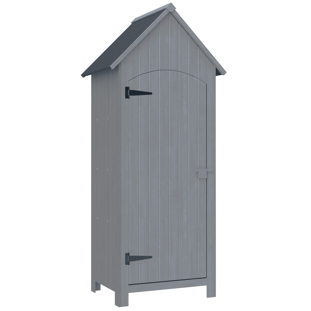 Abri de jardin en bois cabane de jardin exterieur armoire de jardin avec toit bitumé 3 étagères porte avec loquet rangement et stockage extérieurs pour terrasse 77,5 x 54,2 x 179,5 cm gris