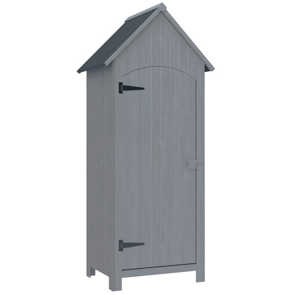 Abri de jardin en bois cabane de jardin exterieur armoire de jardin avec toit bitumé 3 étagères porte avec loquet rangement et stockage extérieurs pour terrasse 77,5 x 54,2 x 179,5 cm gris