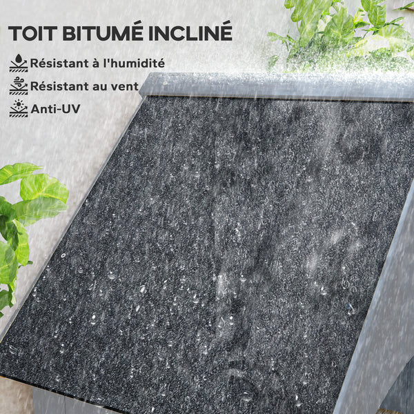 Abri de jardin en bois cabane de jardin exterieur armoire de jardin avec toit bitumé 3 étagères porte avec loquet rangement et stockage extérieurs pour terrasse 77,5 x 54,2 x 179,5 cm gris