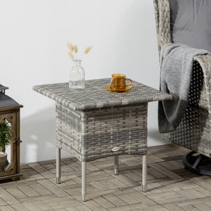 Table d'appoint de jardin table basse carrée en résine tressée style cosy chic - 50 x 50 x 47 cm noir