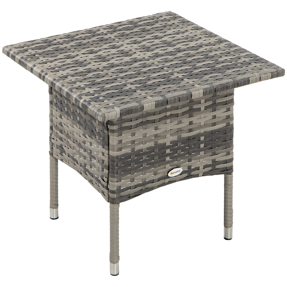 Table d'appoint de jardin table basse carrée en résine tressée style cosy chic - 50 x 50 x 47 cm noir