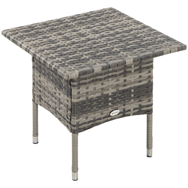 Table d'appoint de jardin table basse carrée en résine tressée style cosy chic - 50 x 50 x 47 cm noir