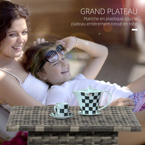 Table d'appoint de jardin table basse carrée en résine tressée style cosy chic - 50 x 50 x 47 cm noir