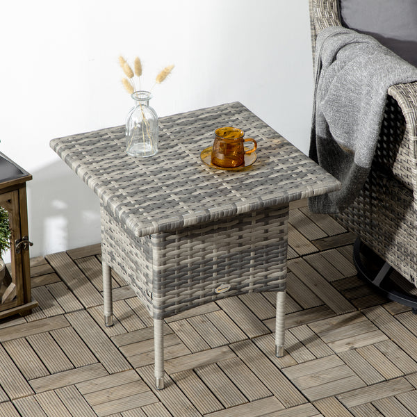 Table d'appoint de jardin table basse carrée en résine tressée style cosy chic - 50 x 50 x 47 cm noir
