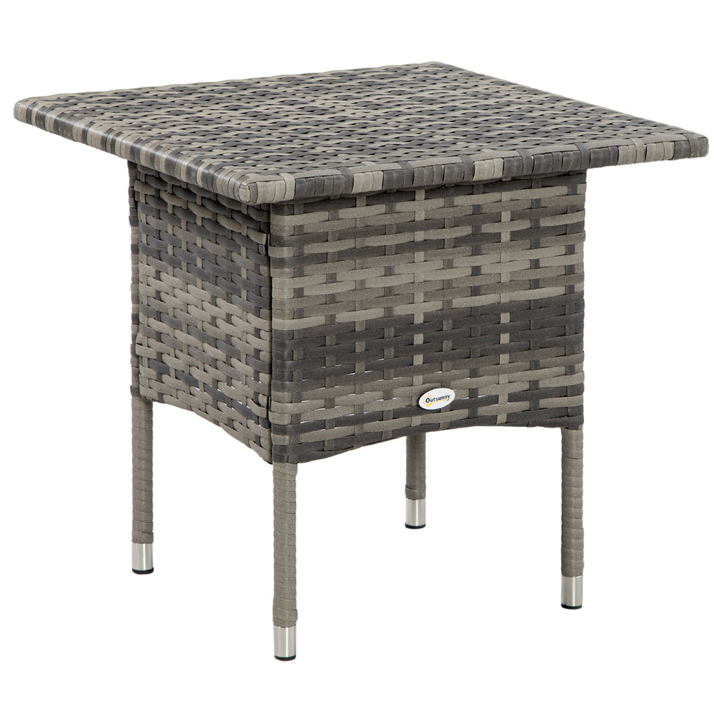 Table d'appoint de jardin table basse carrée en résine tressée style cosy chic - 50 x 50 x 47 cm noir