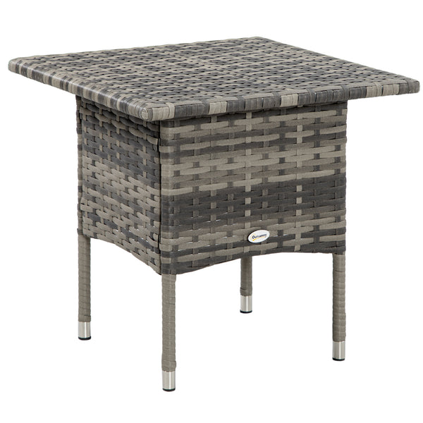 Table d'appoint de jardin table basse carrée en résine tressée style cosy chic - 50 x 50 x 47 cm noir