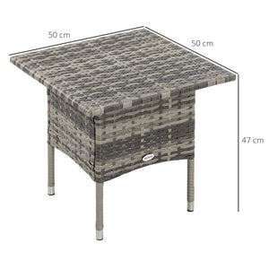 Table d'appoint de jardin table basse carrée en résine tressée style cosy chic - 50 x 50 x 47 cm noir