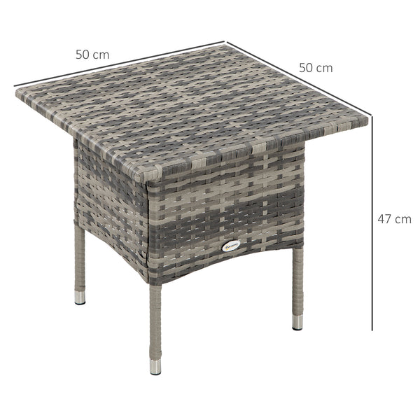 Table d'appoint de jardin table basse carrée en résine tressée style cosy chic - 50 x 50 x 47 cm noir