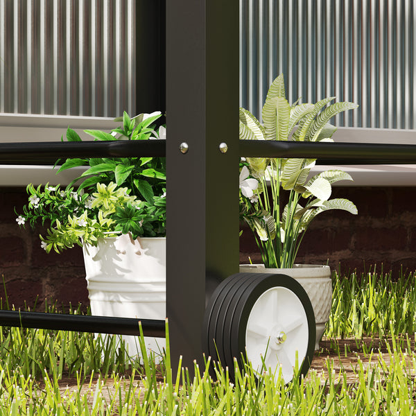Carré potager sur pieds avec bâche en plastique, jardinière surélevée avec roues et trou de drainage, mini serre pour légumes, fleurs, herbes, 67 x 69 x 147 cm, noir
