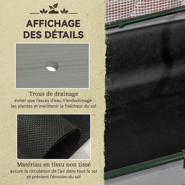 Potager sur Pieds surélevé avec bâche en PE Jardinière surélevée potager avec serre volume 104 L avec Trous de Drainage, Tissu non tissé, pour Plantes  Fleurs Légumes, 121x55x117cm gris foncé