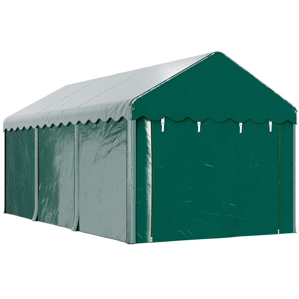 Carport tente de garage 3 x 6 m abri voiture extérieur tente de stockage avec 2 portes enroulables, toile en PE 200 g, carport résistant aux UV et étanche, pour voiture, camion, bateau, vert