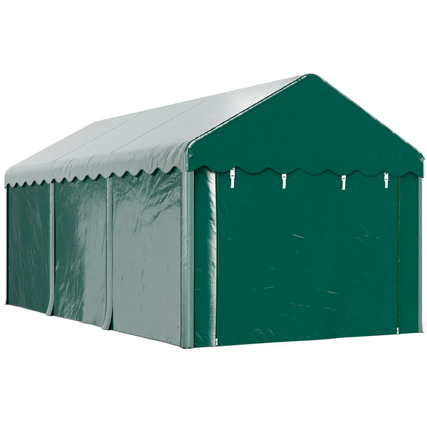 Carport tente de garage 3 x 6 m abri voiture extérieur tente de stockage avec 2 portes enroulables, toile en PE 200 g, carport résistant aux UV et étanche, pour voiture, camion, bateau, vert