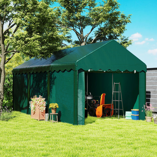 Carport tente de garage 3 x 6 m abri voiture extérieur tente de stockage avec 2 portes enroulables, toile en PE 200 g, carport résistant aux UV et étanche, pour voiture, camion, bateau, vert