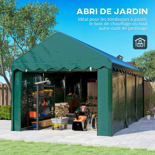 Carport tente de garage 3 x 6 m abri voiture extérieur tente de stockage avec 2 portes enroulables, toile en PE 200 g, carport résistant aux UV et étanche, pour voiture, camion, bateau, vert
