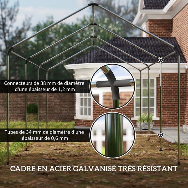 Carport tente de garage 3 x 6 m abri voiture extérieur tente de stockage avec 2 portes enroulables, toile en PE 200 g, carport résistant aux UV et étanche, pour voiture, camion, bateau, vert