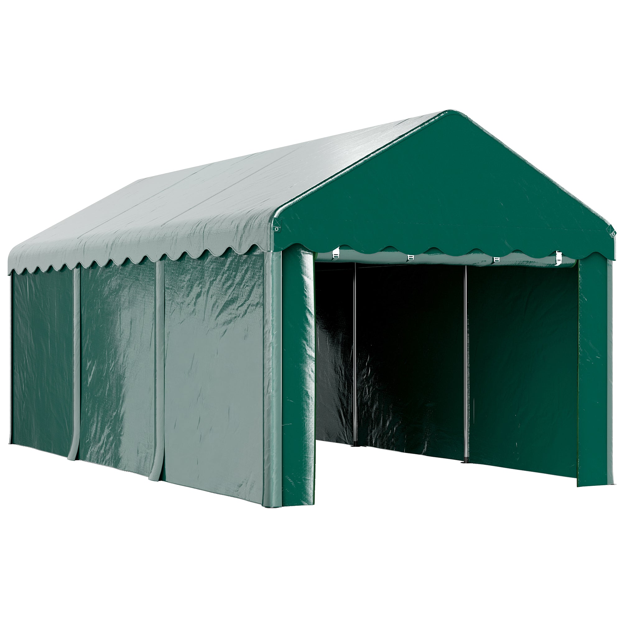 Outsunny Carport tente de garage 3 x 6 m abri voiture extérieur tente de stockage avec 2 portes enroulables, toile en PE 200 g, carport résistant aux UV et étanche, pour voiture, camion, bateau, vert