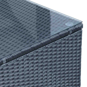 Table Basse de Jardin Plateau Verre trempé 5 mm rotin tressé 85 x 50 x 39cm Max. 50 kg Noir