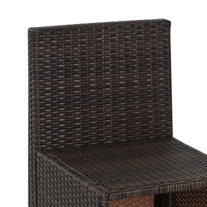 Ensemble salon de jardin encastrable 4 chaises monoblocs avec coussins déhoussables et table résine tressée chocolat