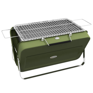 Mini barbecue à charbon BBQ portable avec coque de valise barbecue de table pliable pour jardin, camping, pique-nique, dim. 47L x 30l x 28H cm vert