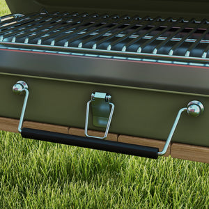Mini barbecue à charbon BBQ portable avec coque de valise barbecue de table pliable pour jardin, camping, pique-nique, dim. 47L x 30l x 28H cm vert