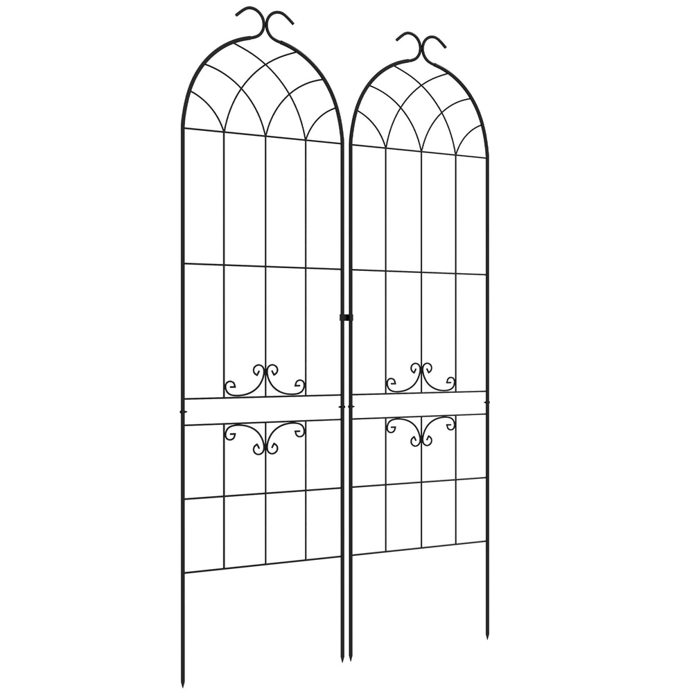 Lot de 2 treillis de jardin, support pour plantes grimpantes en métal, 50L x 181H cm, noir