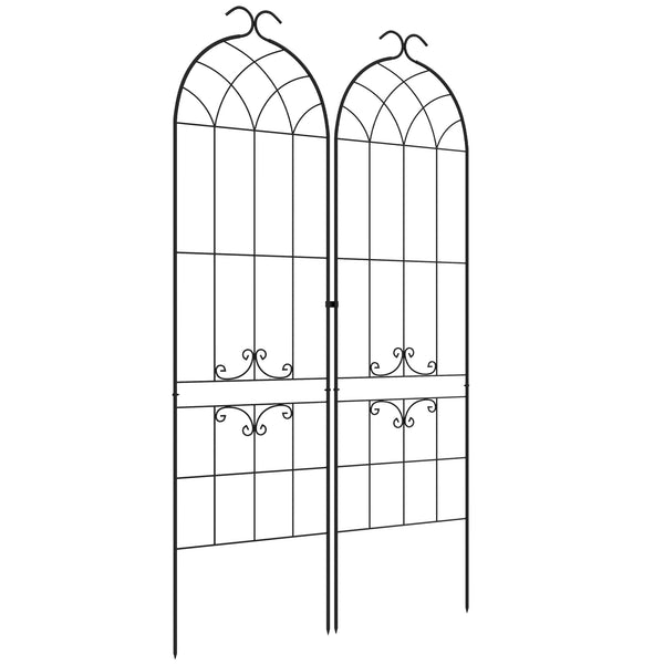 Lot de 2 treillis de jardin, support pour plantes grimpantes en métal, 50L x 181H cm, noir