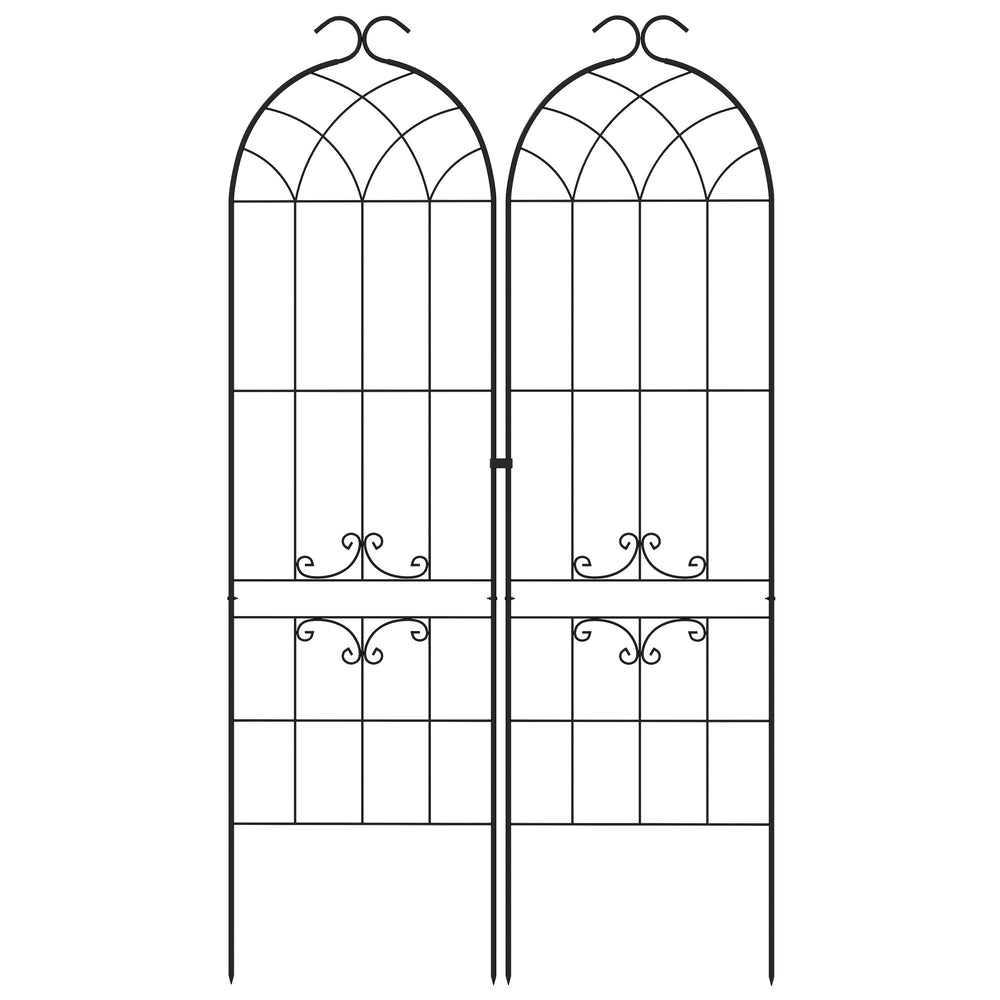 Lot de 2 treillis de jardin, support pour plantes grimpantes en métal, 50L x 181H cm, noir