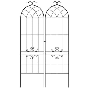 Lot de 2 treillis de jardin, support pour plantes grimpantes en métal, 50L x 181H cm, noir
