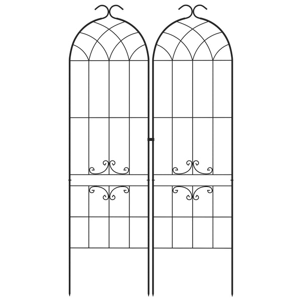 Lot de 2 treillis de jardin, support pour plantes grimpantes en métal, 50L x 181H cm, noir
