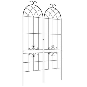 Lot de 2 treillis de jardin, support pour plantes grimpantes en métal, 50L x 181H cm, noir