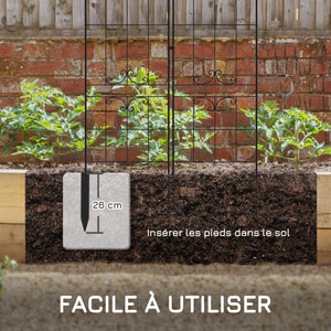 Lot de 2 treillis de jardin, support pour plantes grimpantes en métal, 50L x 181H cm, noir