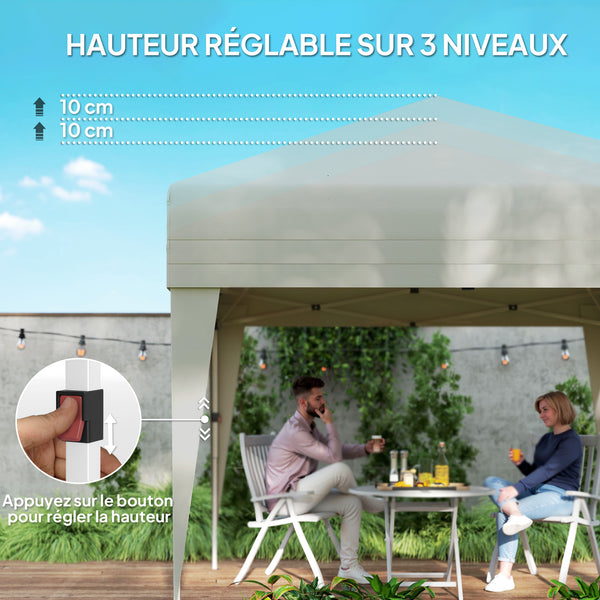 Tonnelle de jardin pop-up pliante tonnelle barnum tente de réception 3 x 3 m anti-UV 30 + avec fenêtres parois latérales sac de transport crème