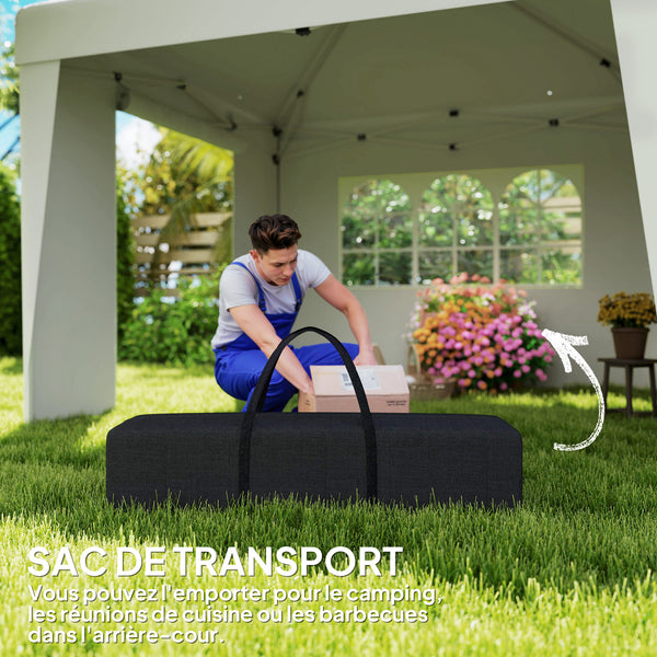 Tonnelle de jardin pop-up pliante tonnelle barnum tente de réception 3 x 3 m anti-UV 30 + avec fenêtres parois latérales sac de transport crème