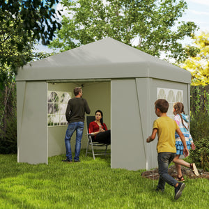 Tonnelle de jardin pop-up pliante tonnelle barnum tente de réception 3 x 3 m anti-UV 30 + avec fenêtres parois latérales sac de transport crème