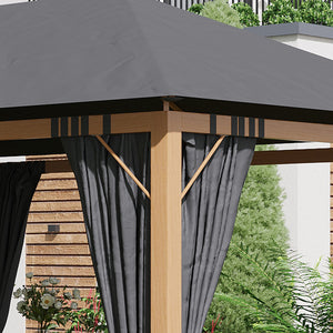 Tonnelle de jardin 4 x 3 m tonnelle aluminium pavillon de jardin avec rideaux et toile de toit en polyester protection solaire