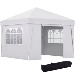 Tonnelle de jardin pop-up pliante tonnelle barnum tente de réception 3 x 3 m anti-UV 30 + avec fenêtres parois latérales sac de transport blanc