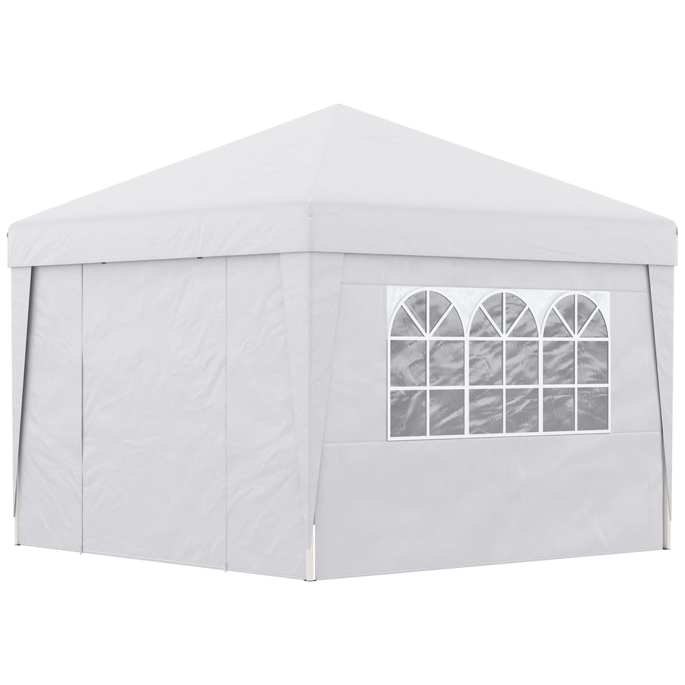 Tonnelle de jardin pop-up pliante tonnelle barnum tente de réception 3 x 3 m anti-UV 30 + avec fenêtres parois latérales sac de transport blanc