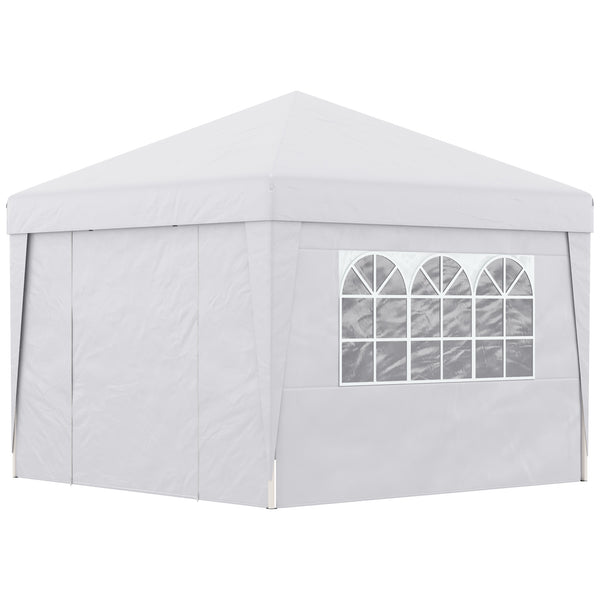 Tonnelle de jardin pop-up pliante tonnelle barnum tente de réception 3 x 3 m anti-UV 30 + avec fenêtres parois latérales sac de transport blanc